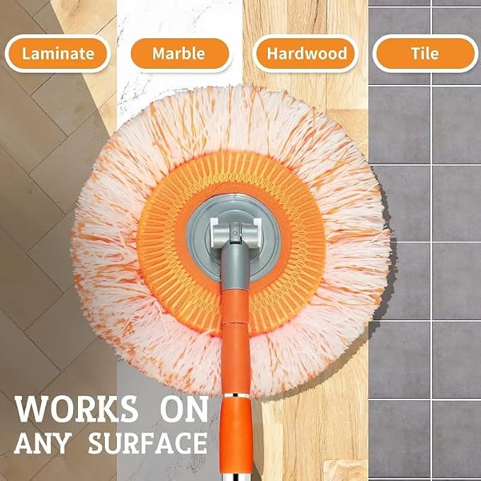 360° Rotatable Adjustable Cleaning Mop - Extendable Wall &amp Floor Mop with Fast Water Absorption for High Places Corners and Gaps (77-167CM)