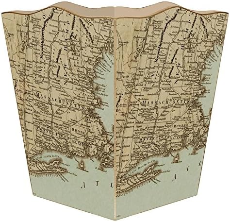 WB1480-Antique Northeast Map Wastepaper Basket