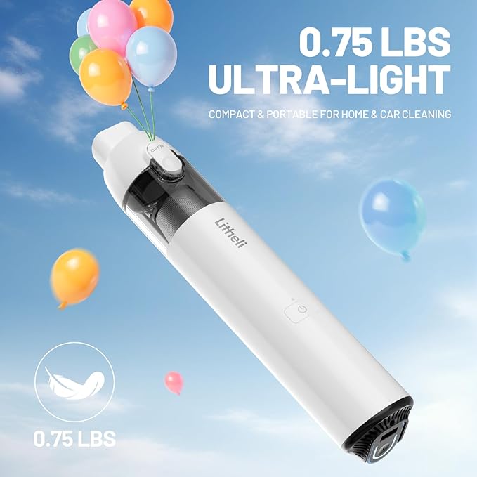 LiTHELi Handheld Vacuum Cleaner Cordless10000Pa Suction Power with Rechargeable U Battery Ultra Lightweight Mini Car Vacuumfor Car Home Pet and Other Crevices Yellow