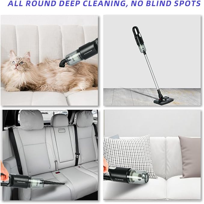 Cordless Stick Vacuum Cleaner and Mop All in One 18000Pa Suction Cordless Wet Dry Vacuum Cleaner with Water Tank Household Upright Vacuum Cleaner and Mop Combo for Hard Floor Pet Hairs (Black)