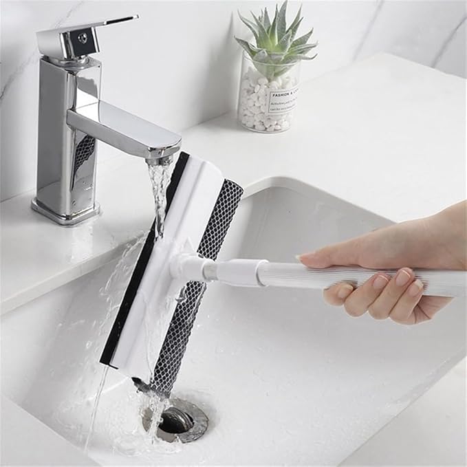 Retractable Glass Window Cleaning Tool Double-Sided Window Cleaner Bathroom Cleaning Scraper car Window Cleaning BrushYellow4785cm