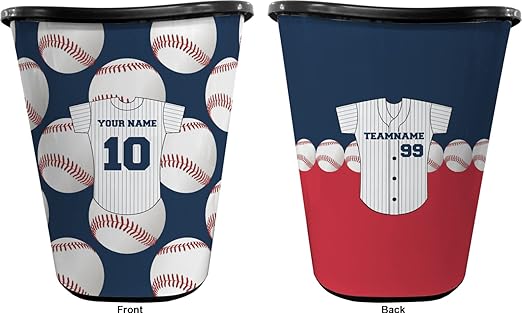 Personalized Baseball Jersey Waste Basket - Double Sided (Black)