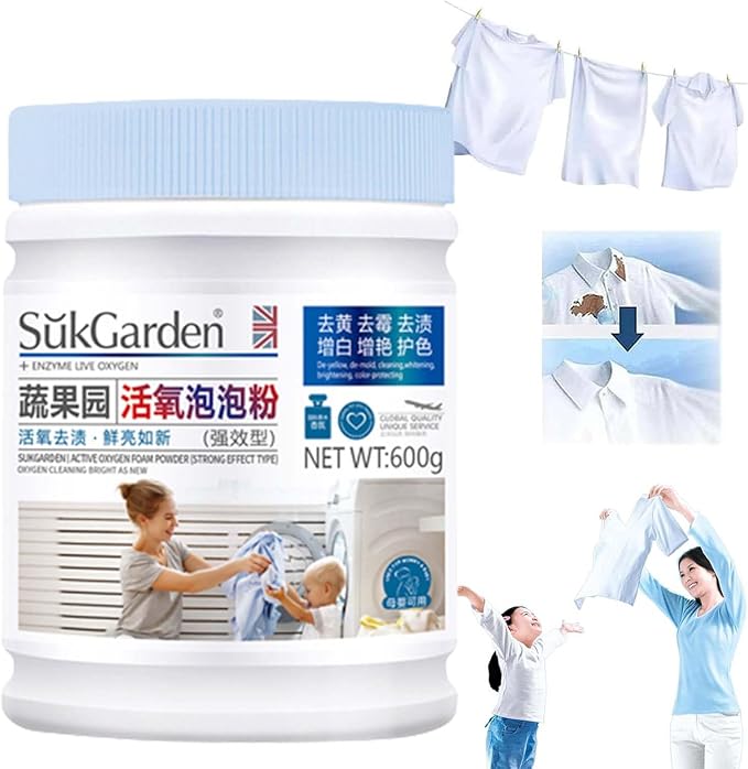 Active Oxygen Descaling Bubble Powder | 64 Loads (1.33 lb) |Foam Hyper Concentrated | High Efficiency &amp Standard Machine Washer | Nontoxic Biodegradable | Stain &amp Odor Removal Enzyme Boosters
