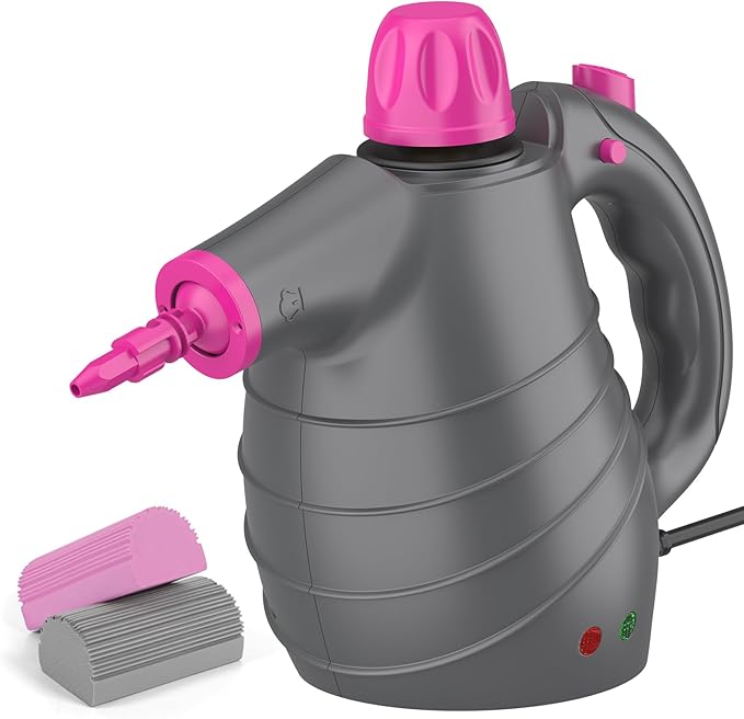 Pressurized Handheld Steam Cleaner with 10pcs Accessories&ampSafety Lock Multi-Purpose Natural Deep Cleaning Steamer Multi-Surface Steamer for Cleaning Home + 2 Household Cleaning Sponges
