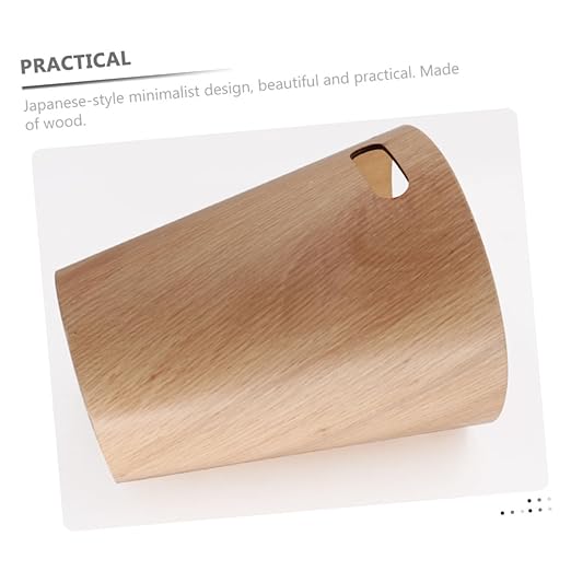 Cabilock Japanese Minimalist Wooden Trash Can Desk Garbage Bin Small Wastebasket Touchless for Home Office