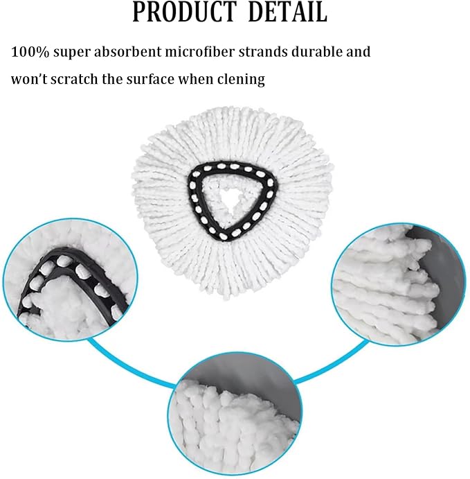 Spin Mop Replacement Head 16 Pack 100% Microfiber Mop Refills Spin Mop Replacements Head for Easy House Cleaning Floor Mopping