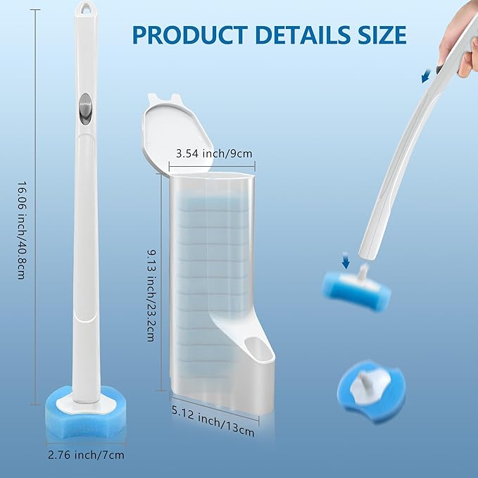 Disposable Toilet Bowl Brush and Holder Toilet Cleaning System-2 Toilet Bowl Wand 2 Storage Caddy&amp72 Toilet Brush Refills for Effective Deep Scrub Toilet Wall-Mount Toilet Brush 2 Pack.