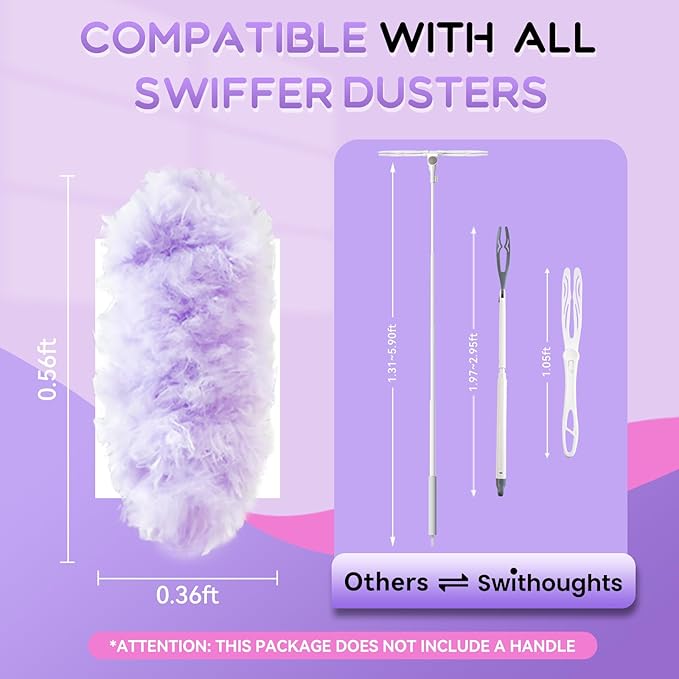 40 Count Duster Refills for Swiffer &amp Swifthoughts Multi-Surface Dusting Refills Disposable 360° Heavy Duty Cleaning Refills for Quick Household Cleaning