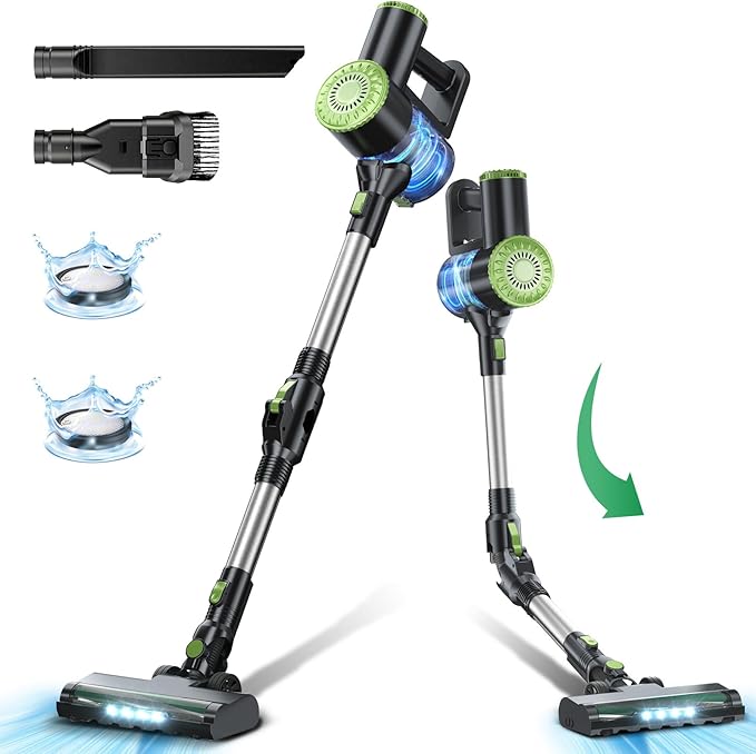 Cordless Vacuum Cleaner Lightweight Stick Vacuum with a Battery Level Displayer Self-Standing Rechargeable Cordless Vacuum for Hardwood Floor Pet Hair