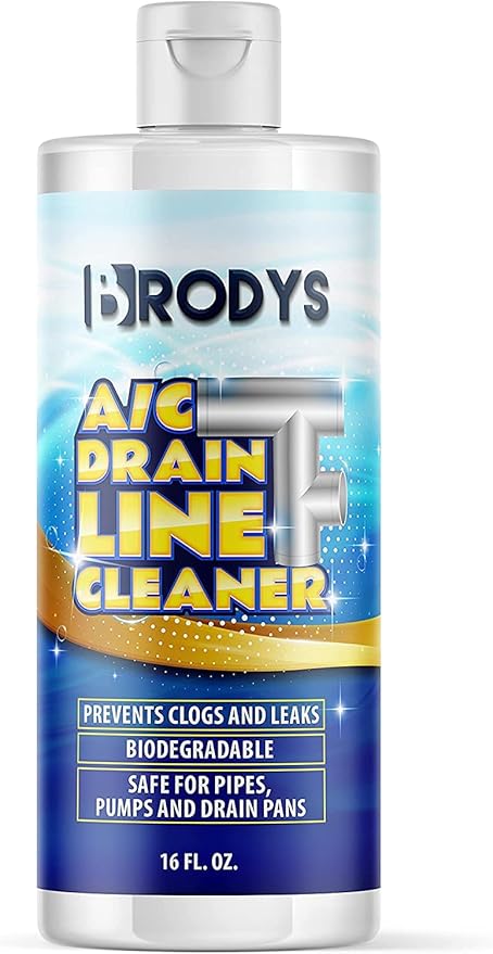 Brodys - A/C HVAC Drain Line Cleaner 16oz Bottle 2 MONTH SUPPLY (Great to use at home in the office at restaurants and large commercial buildings)