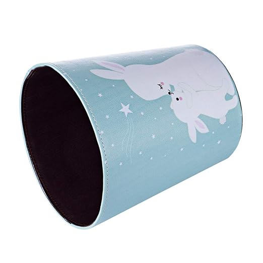 10L/2.64 Gallon Trash Can Decorative Waste Basket PU Leather Waste Paper Basket Waterproof Garbage Can for Bathroom Bedroom Office Kitchen and Living Room - Mother Rabbit