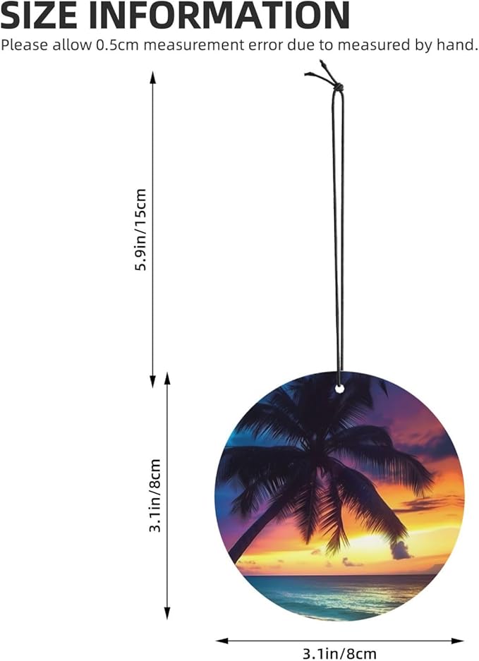 24 PCS Hanging Car Air Freshener Double Sided Coconut on the Beach Automotive Interior Decor Sea Sunset Palm Tree Car Essentials for Women Men Lavender Scented