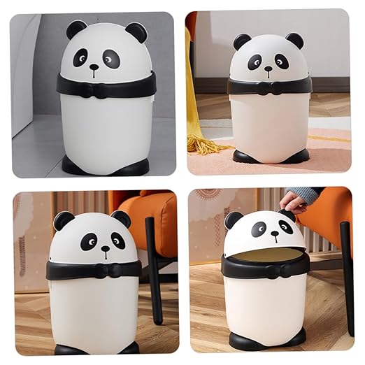 PRETYZOOM Panda Shape Wastebasket Small Trash Can for Kitchen Office Trash Can Style Adorable Design