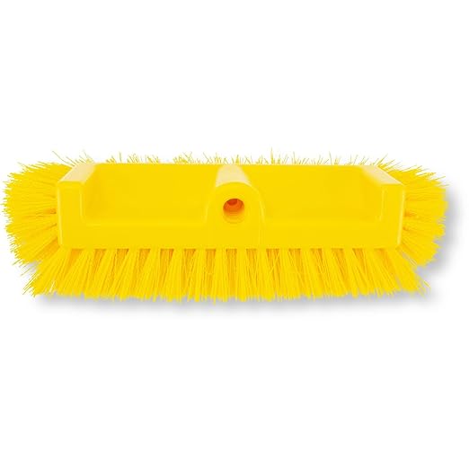 SPARTA Multi-Level Tile Scrub Brush 12 Wide Brush Head Heavy-Duty Tile Cleaning Brush with End Bristles for Commercial Tiles Tubs and Floor Plastic 12 Inches Yellow (Pack of 12)