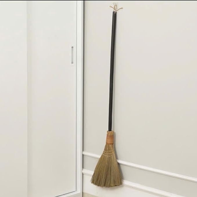 Vietnamese Straw Soft Broom - Sweeping Broom with Black Wooden Handle for Cleaning Decoration Wedding with 45.28inch Length