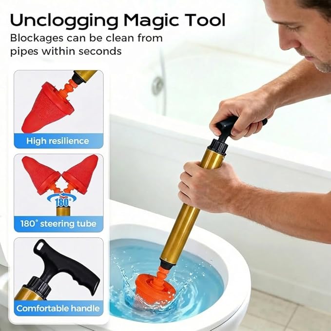 High-Pressure Toilets Plunger Clog Remover Multipurpose Household High Pressure Toilet Plunger Super powerful toilet unclogging tool (3PCS)