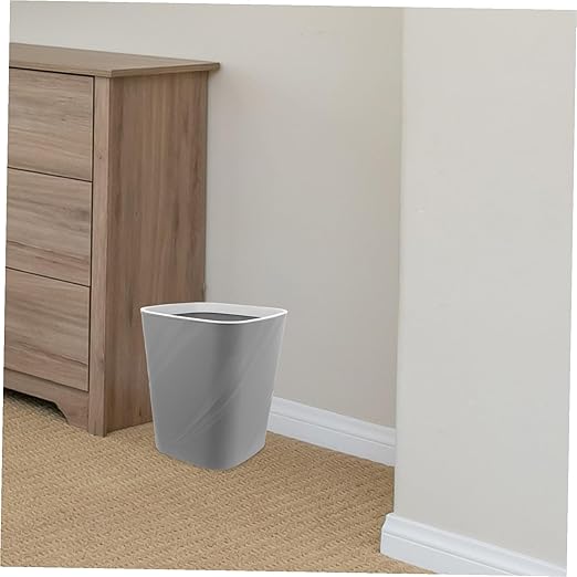 Small Trash Can with Press Ring Design Plastic Garbage Container Bin for Home Office Kitchen Bathroom Secure Bag Placement Easy to Clean Compact Grey Wastebasket for Living and