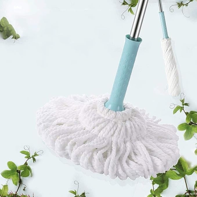 Microfiber Mop Hand Release Washing Mop Floor Cleaning Dust MopsHousehold Stainless Steel Lazy Mop(White-Patch Five-Pointed star4)
