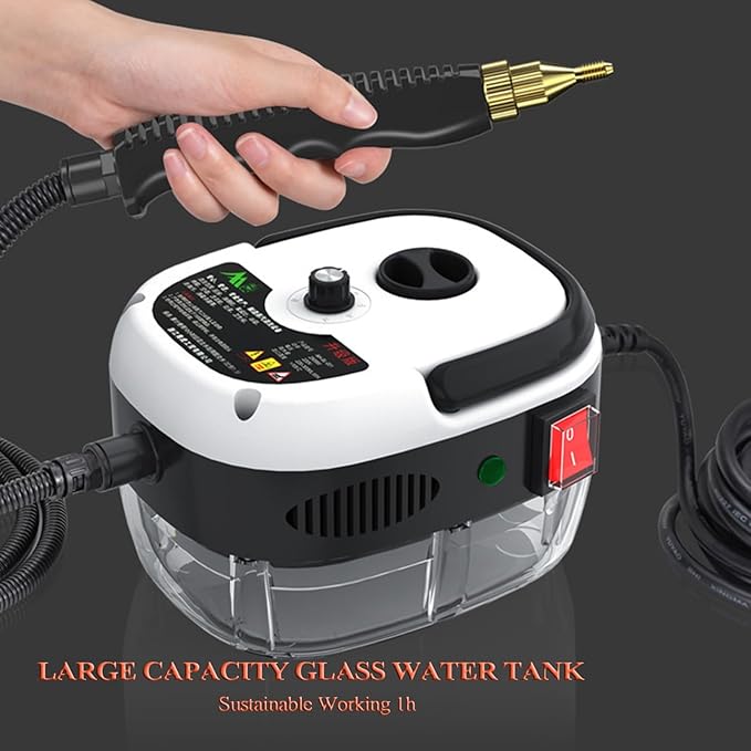 Portable Handheld Steam Cleaner 6-Level Adjustable Handle 10s Heat-Up Large Quarts Tank High Pressure Steam Machine for Dirt Grease Grout Tile Floor Car(Style2)