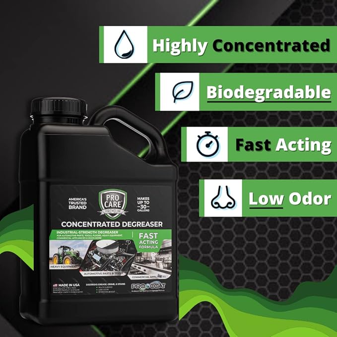 Procare - Degreaser Concentrate - Tool Shop Floor Engine &amp Commercial Kitchen Cleaner - Cleaning Supplies - Degreaser - Made in the USA (1 Gallon)