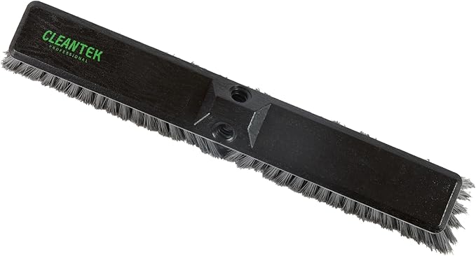 Restaurantware-BROOM HEAD ONLY: Clean Tek Professional 17.13-Inch Push Broom Head 1 Heavy-Duty Cleaning Tool - Handle Sold Separately Fine Flagged Bristles Black Plastic Outdoor Use