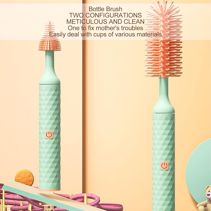 Electric Bottle BrushWaterproof IP65 Silicone Baby Bottle Cleaning Brush Kit for for Pregnant WomenNew Moms(4pcs)
