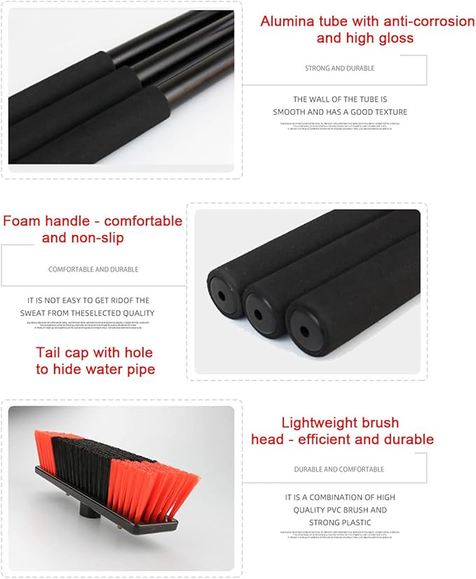 Water Fed Pole Kit Window Cleaner Window Glass Solar Panel Cleaning System - 180° Rotatable Brush Head Telescopic Cleaning Brush9M/30FT