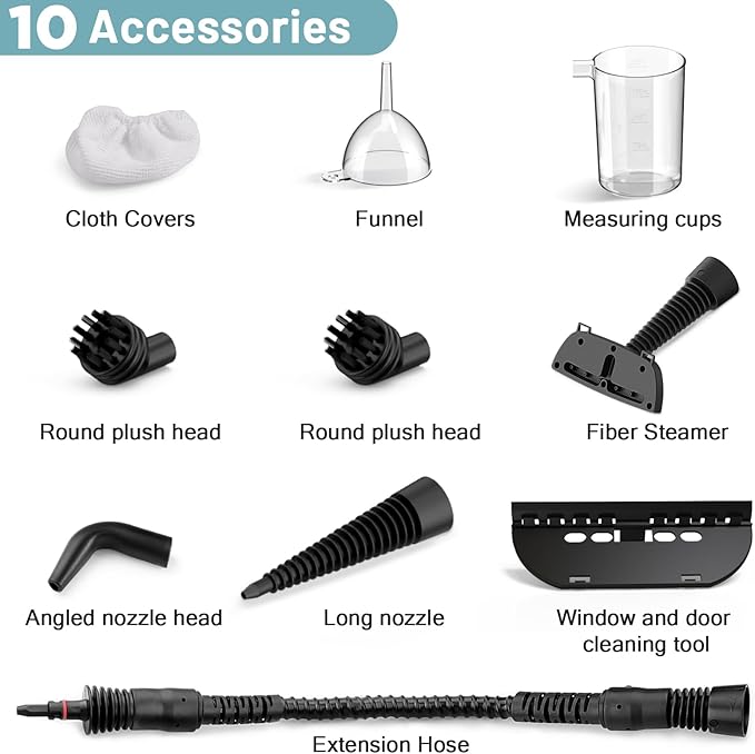 Handheld Steam Cleaner Steamer for Cleaning Multipurpose Portable Steam Cleaners for Home Use with Safety Lock and 10 Accessory Kit to Remove Grime Grease and More Save Time and Effort
