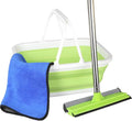 Window Cleaning Kit Squeegee with Bucket for Windshield Cleaning Bathroom Shower Doors Mirrors Tiles and Car Windows (Green)