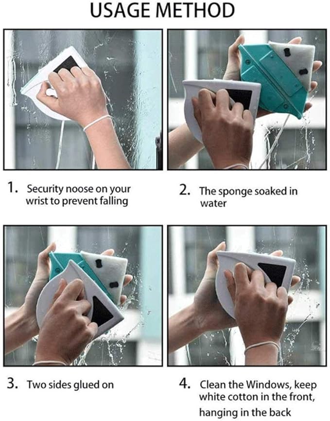 Home Triangle Double Side Magnetic Window Cleaner Glass Surface Wiper Cleaning Brush Double Side Magnetic