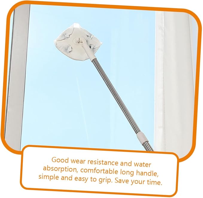 PartyKindom Retractable Dust Mop with Rotatable Triangular Microfiber Head No Wash Cleaning Mop for Home Floor Dust Removal Suitable for Household Cleaning