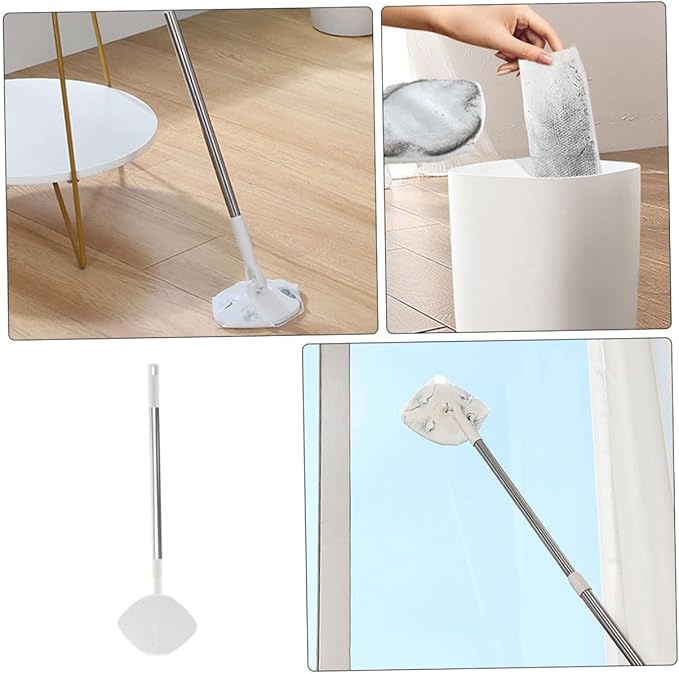 Rotatable Dust Mop Set with Refillable Pads for Efficient Floor and Wall Cleaning Household Cleaning Tool for Hardwood and Tile Surfaces Convenient for Home Use