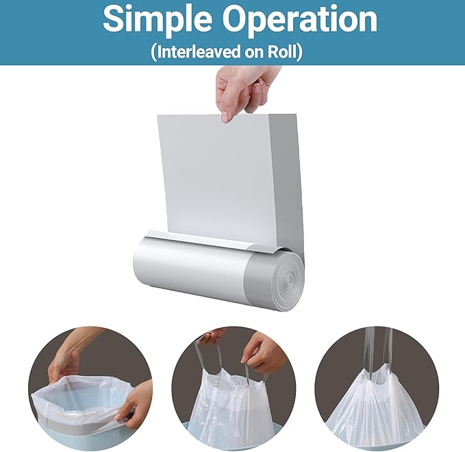 Code M (200 Count) 12 Gallon Heavy Duty Drawstring Trash Bags Compatible with simplehuman Code M Garbage Can Liners 12 Gallon/45 Liter | 1.2 Mil | White