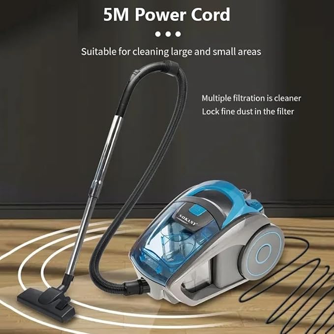 Bagless Cylinder Vacuum Cleaner2500W Cyclonic Vacuumwith HEPA FilterLow Noise Stick Vacuum Cleanerfor Hardwood Floor Carpet