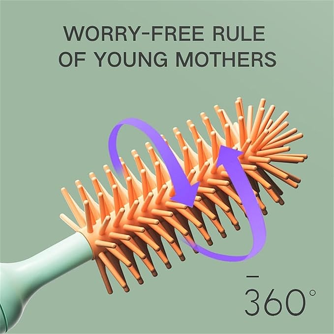 360 Bottle Cleaner 360 Electric Bottle Cleaner Portable Travel Electric Baby Bottle Brush Set (3SetPink)