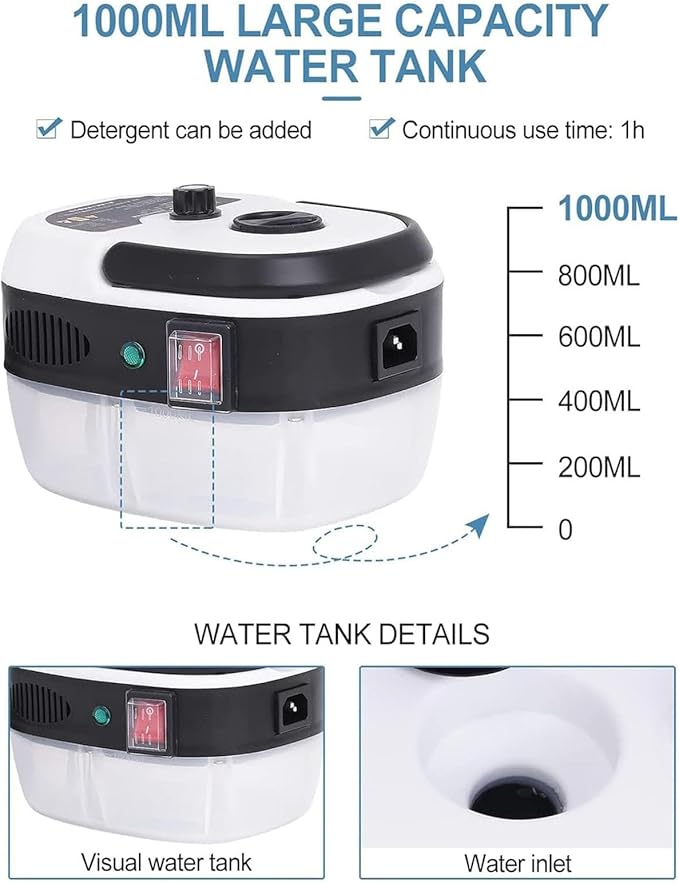 Portable Handheld Steam Cleaner High Temperature Pressurized Steam Cleaning Machine with 3 Brush Heads Suitable for Kitchen Furniture Bathroom CarBlue