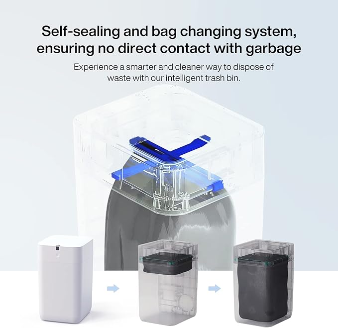 Airdeer Automatic Trash Can 4 Gallon Self Sealing and Self-Changing Smart Trash Can Motion Sensor Touchless Garbage can with lid for Kitchen Bathroom Office 6 Refill Rings(A1 Golden line)