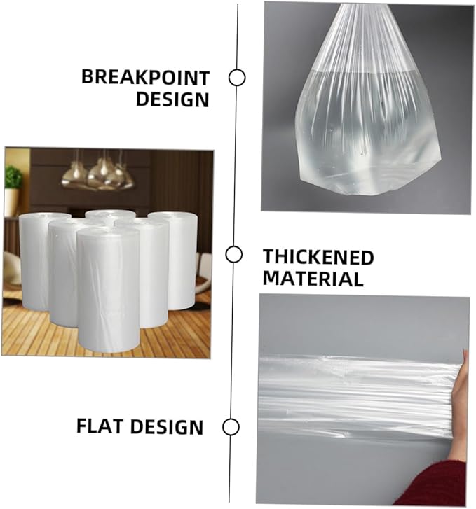 Thickened Plastic Trash Bags 6 Rolls (45×50cm 30pcs Each) Disposable Flat Opening Garbage Bags for Home Bedroom Office Waste Disposal