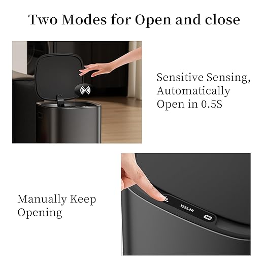 Motion Sensor Trash Can - Automatic Touchless 4 Gallon Garbage Bin for Bathroom Bedroom Kitchen Office (Stainless Steel 4Gal/15L)