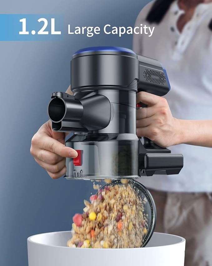 HONITURE Cordless Vacuum Cleaner 450W/35KPa Powerful Stick Vacuum Cleaner w/ LCD Touch Screen 55Min Runtime 6 in 1 Lightweight Handheld Cordless Vacuum for Carpet Pet Hair and Floors S12 (Renewed)