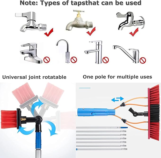 water fed pole kit window cleaning brush outdoor Water Fed Pole Kit Water Fed Cleaning System Aluminum Outdoor Window Cleaner With Hose Cleaning And Washing Tool For Solar Panel