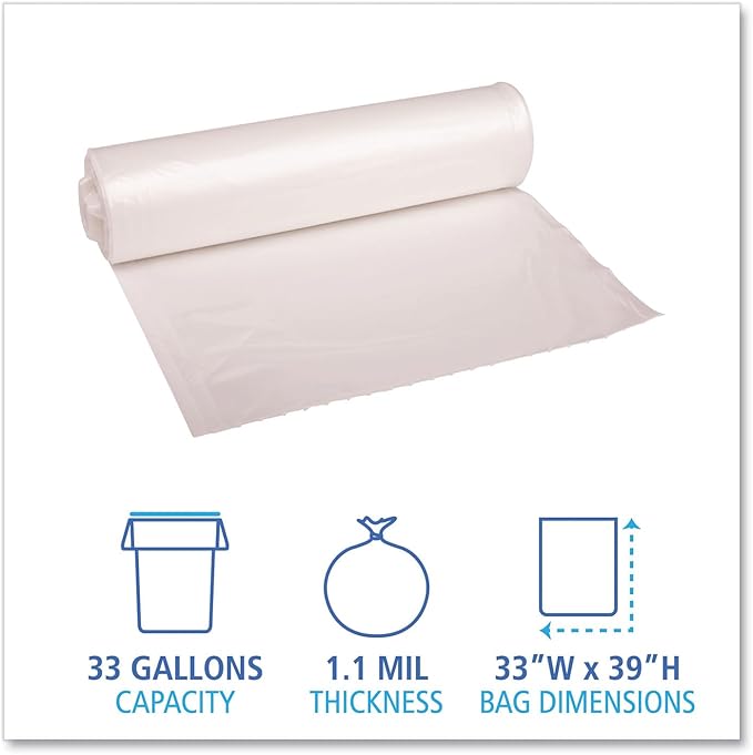 Extra Heavy-Duty Trash Bags 133 Gallon Clear 1.1 Mil Heavy Duty Garbage Bags 33 x 39 100 Count