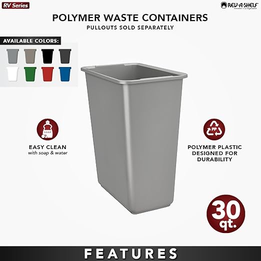 Rev-A-Shelf 30 qt. Silver Polymer Replacement Waste Container Pullouts