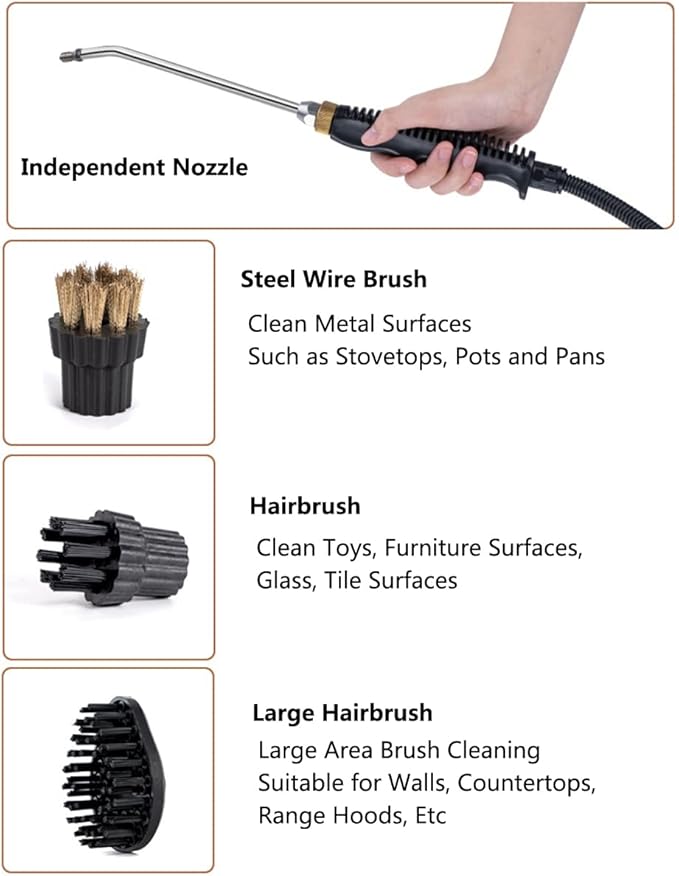 2500W High Pressure High Temperature Steam Cleaner Portable High Pressure Steam Cleaning Machine Powerful Handheld Home Use Steam Cleaner for Kitchen Grease Furniture Bathroom Car (White)
