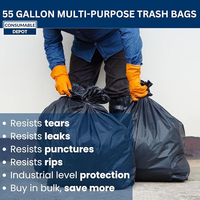 55 Gal Trash Bags | 150 Count | 36 X 60 Clear Extra-Large Garbage Bags for Big Jobs
