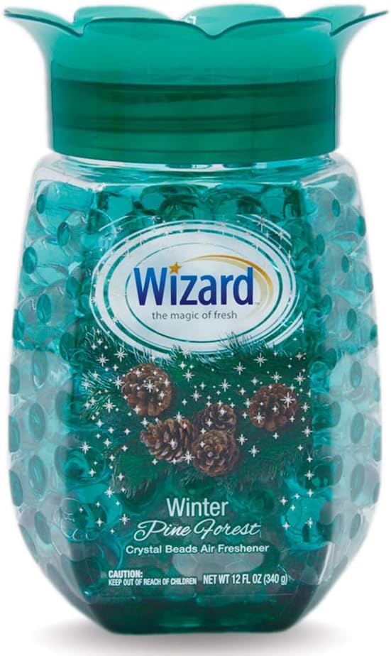 WIZARD Odor Eliminator Gel Beads - 12 oz Pack of 12 - Air Freshners For Bathroom. Rooms Per Areas and Car Freshner (PINE FOREST)