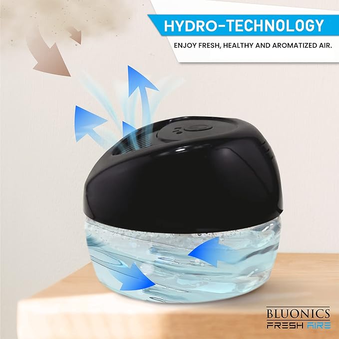 Bluonics 4-Pack Fresh Aire Water Based Revitalizer. Black Color with 7 LED Color Changing Lights White Noise Machine Use Essential Oils and Fragrances