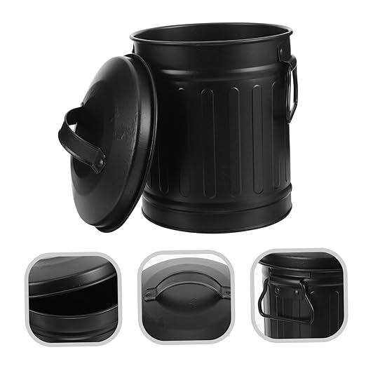 TEHAUX Decorative Iron Desk Waste Basket Mini Trash Bin Pencil Holder Office Garbage c