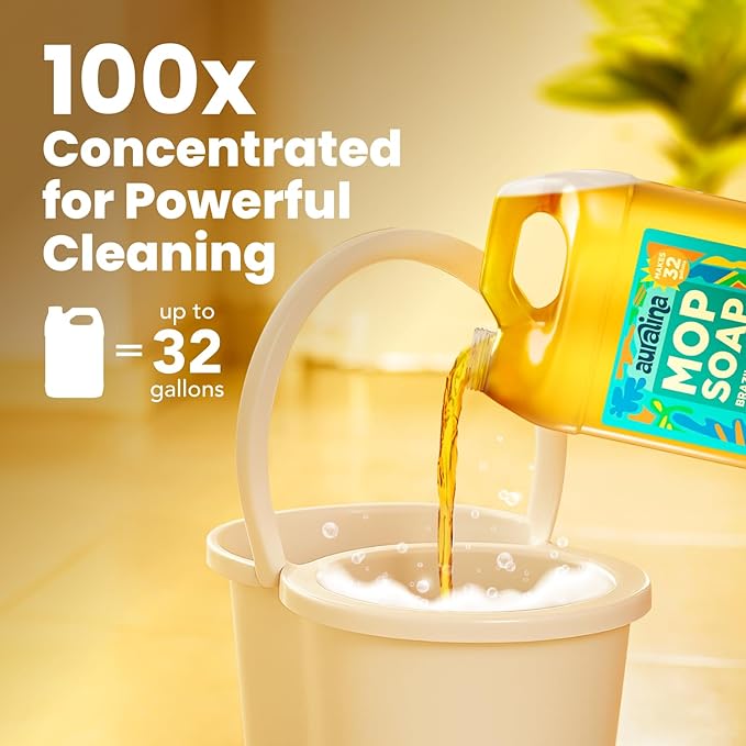 Luxury Mop Soap for Floor Cleaning - Highly Scented Brazilian Waves Concentrated Formula - Best Smelling Floor Cleaner for Mopping Tile Wood &amp Laminate - R&ampW - No Residue Pet Safe (32oz)