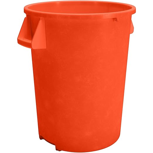 SPARTA Bronco 32 Gallon Trash Can Thick Polyethylene Bin NSF Certified Waste Container with Top Handles Bottom Handholds Reinforced Base and Stackable LLDPE 32 Gallon Orange